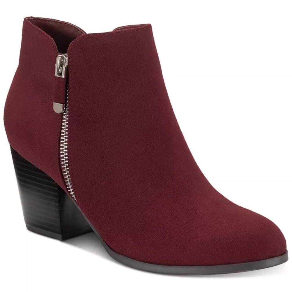 Style & Co Masrinaa Block-Heel Ankle Boot Scarlet Microsuede , Size 9 ، NEW